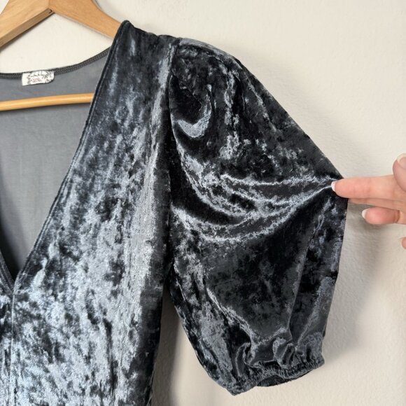 Free People Velvet Bodysuit Womens Size Small Whimsigoth Fairy Enya Gothic Vamp - Picture 4 of 13